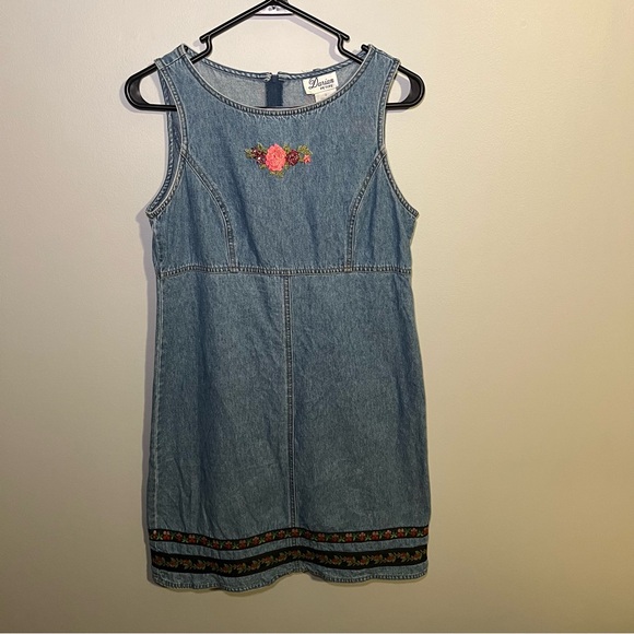 Vintage Darian Petites Denim Floral Dress - Picture 1 of 5